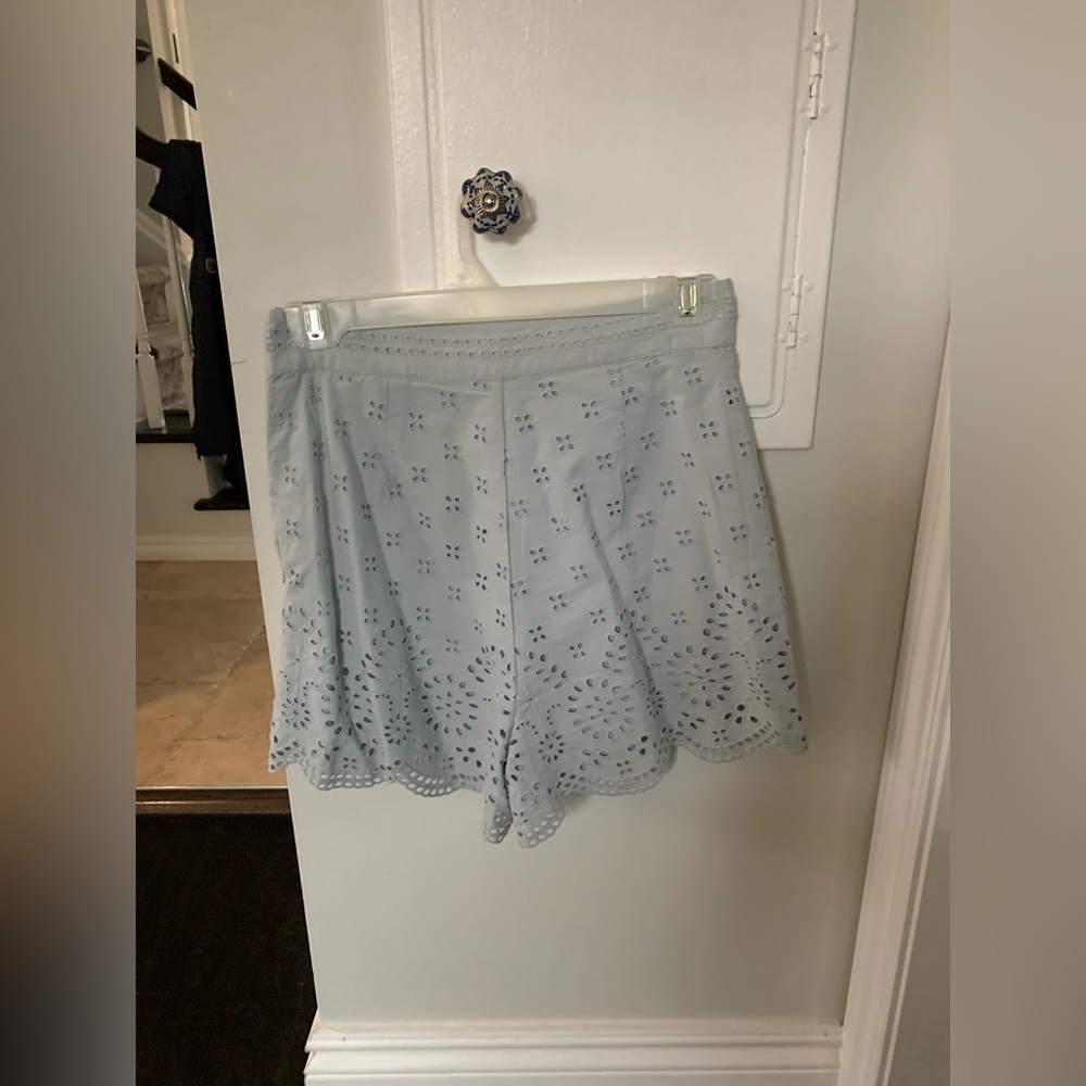 INTERMIX Malia Scalloped Eyelet Shorts High Waisted